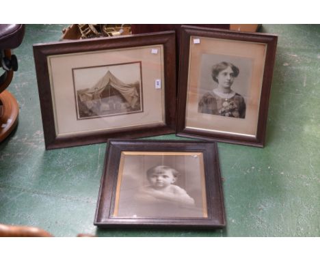 Photography - a Studio portrait of a gentleman of the 1900's, at ease camping; others, all framed (3)