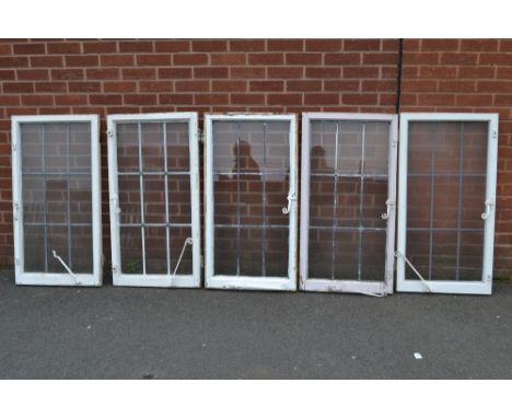 Architectural Salvage - sixteen casement windows, leaded lights including some window furniture, 109cm x 57cm approx., 1940