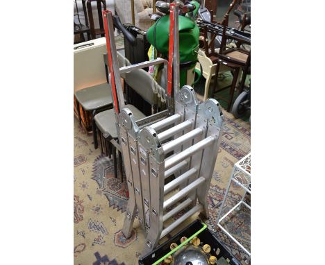 An ABRU multi position aluminium ladder; a step ladder (2)