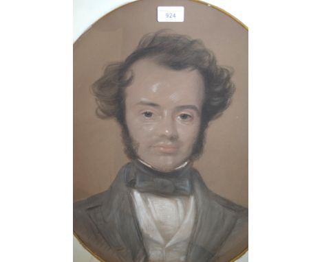 Charles A. Duval, pastel drawing, portrait of a gentleman, signed and inscribed on old label verso, 60 x 45cm, oval 