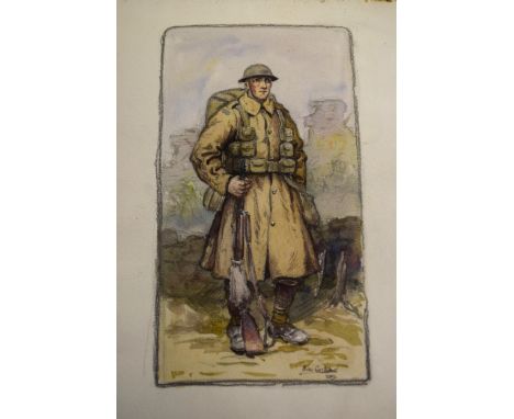 Artist sketchbook containing various watercolours, prints by E. R. Blair and E.W. Cantal 