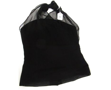 Arabella Pollen, London, waistcoat style halterneck top (at fault - holes in chiffon), another polka dot sleeveless blouse, b