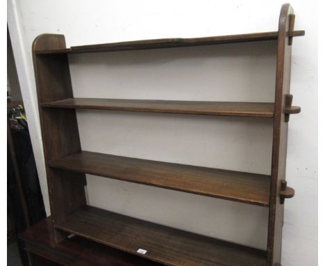 20th Century stained hardwood open shelf floor standing bookcase102cm high x 107cm wide x 23 cm deep. Some marks and scratche