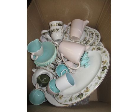 Quantity of Royal Doulton Larchmont pattern dinner and teaware, six Susie Cooper cups and saucers and a Poole pottery part co