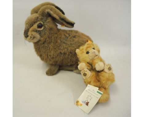 Steiff toy in the form of a rabbit, together with another in the form of a kitten, both with original labels 