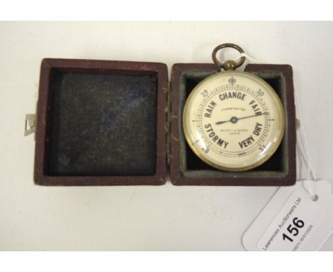 Negretti & Zambra brass cased pocket barometer with original outer case 