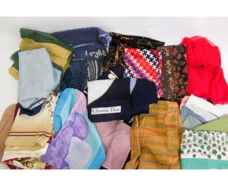 Quantity of various scarves including Renato Balestra, Christian Dior, Jaeger, Tommy Hilfiger and Barbour 