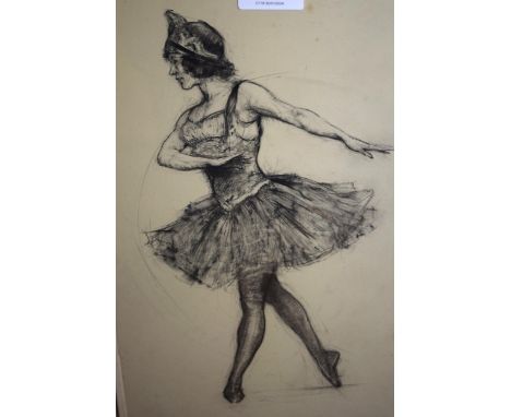 Ernest Borough Johnson, signed, charcoal and pencil, portrait of a dancer, ' Helen May ', 36 x 24cm 