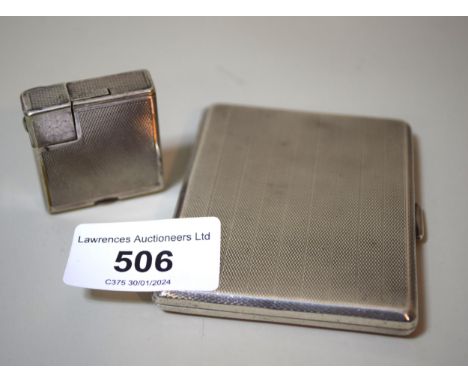 Birmingham silver cigarette case with engine turned decoration, makers mark S&BM, together with a silver Dunhill, London, cig