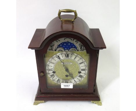 H. Samuel reproduction mahogany bracket clock with moon phase dial 