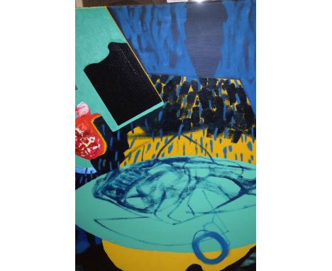 K. Albricht abstract oil on canvas, ' Night vision dancer ', dated 2018, 60 x 50cm, unframed 