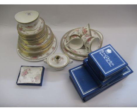 Royal Doulton ' Canton ' six place setting tea service including three sizes of plates, cake stand, sugar bowl and sugar bowl