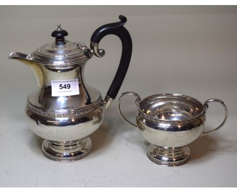 Birmingham silver water pot and matching sugar basin, 16.5oz t 
