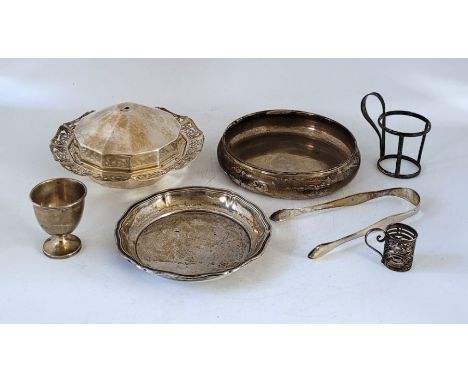 A small collection of silver tableware, to include: a silver circular butter dish and cover, by Viner's Ltd, Sheffield 1936, 