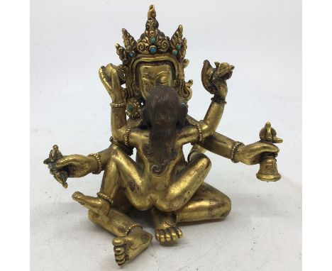 A Sino-Tibetan bronze figure of Vajrasattva with consort.13cm