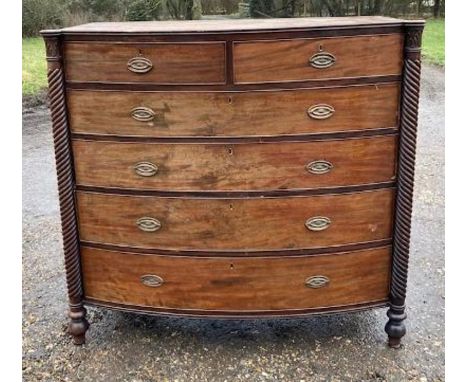 An&nbsp; late Regency Bow front chest of drawers&nbsp;