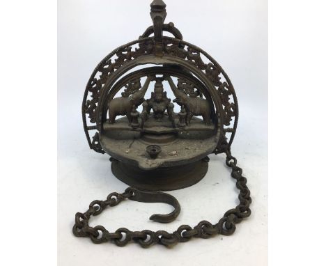 An Indian bronze lamp. H:25cm