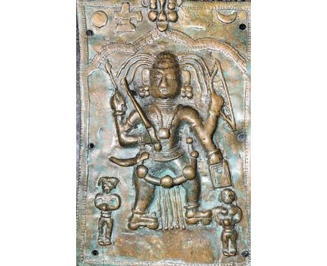 An Indian 18th 19th cent bronze panel 21 x 14cm 