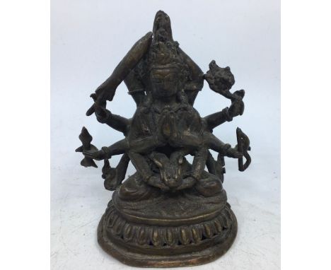 A Sino-Tibetan bronze figure of deity. H:12cm