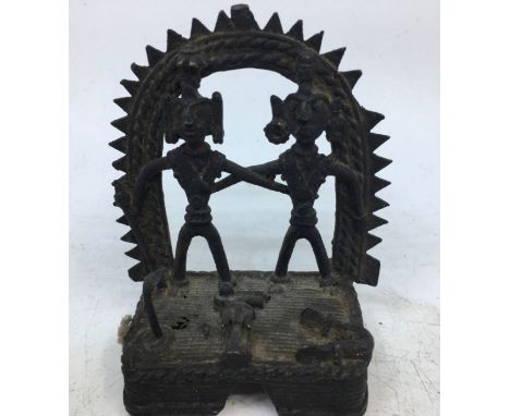 An African bronze figural group. H:9.5cm