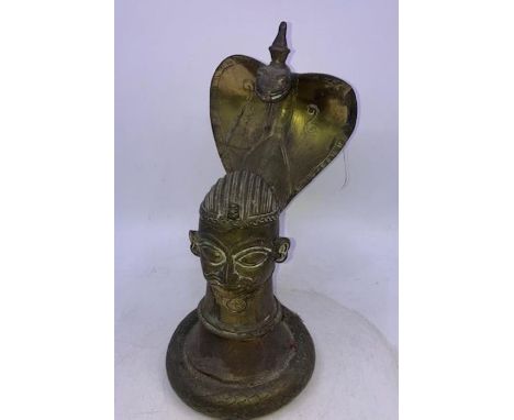 An Unusual 19th cent Indian bronze bust with Cobra&nbsp;