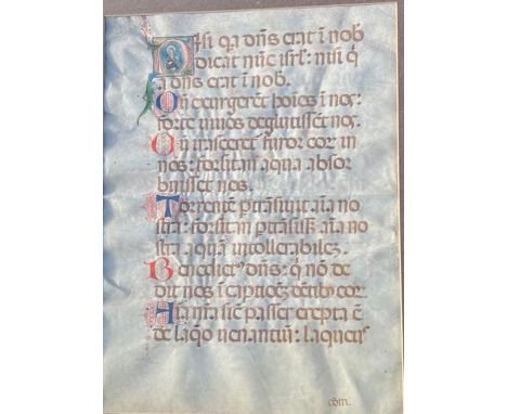 A large 17th 18th cent vellum manuscript framed