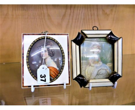 Follower of Richard Cosway (late 19th/early 20th century)portrait miniature watercolour on ivorine, depicting a young maiden 
