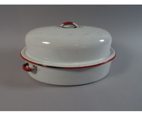 An Enamel Oval Roasting Pan and Cover