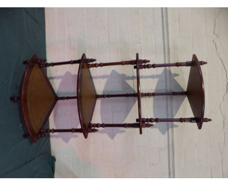 A Modern Mahogany Four Shelf Corner Whatnot, 103cm High 