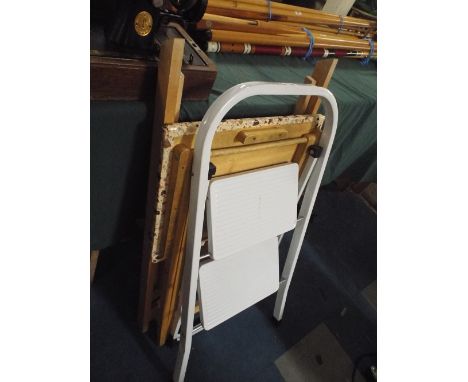 A Two Step Folding Step Ladder, Folding Chair and Table