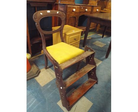 A Victorian Mahogany Balloon Back Chair and Wall Hanging Three Shelf Unit 