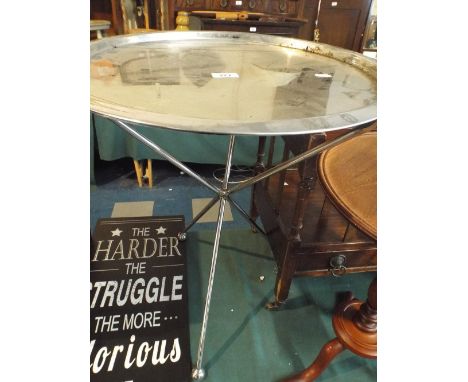 A Chromed Tripod Circular Topped Table, 50cm Diameter
