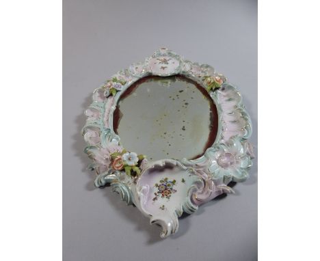 A Continental Ceramic Framed Oval Wall Hanging Mirror 