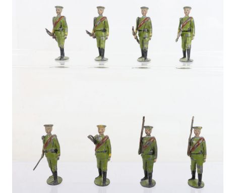 Britains set 133, Russian Infantry FIRST VERSION oval bases, paper labels dated Jan 16th 1904 with Officer, early light green
