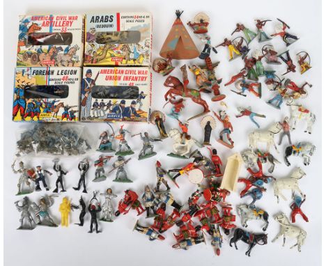 Quantity of Plastic Toy Soldiers,  including:  5 x  Britains Swoppet  knights on foot( some parts missing) Crescent knights, 