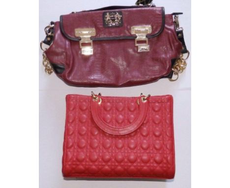 A Christian Dior red leather handbag and one other by DSUK (2)