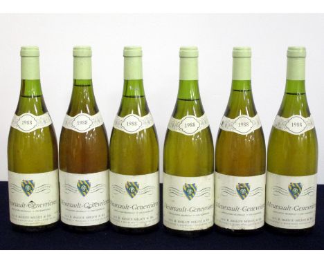 6 bts Meursault-Genevrières 1988 R. Ballot-Millot &amp; Fils 1 hf/i.n, 1 i.n, 3 ts, 1 us vsl bs, sl nicks