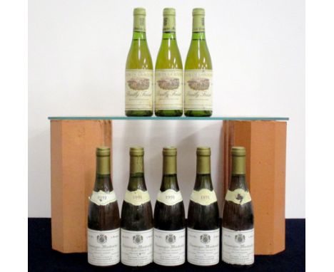 3 hf bts Pouilly Fuissé Clos de La Roche 1987 R  Saumaize ts, aged label 5 hf bts Chassagne-Montrachet 1er Cru 'Les Vergers' 