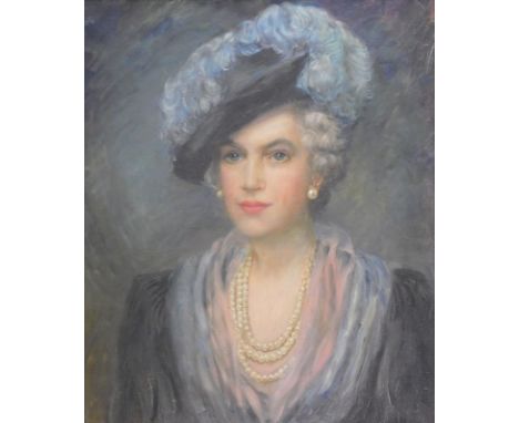 Dulcie Lambrick (1901-1981). Portrait of Elizabeth Anson, the Queen's cousin, quarter profile, oil on canvas, signed, 61cm x 