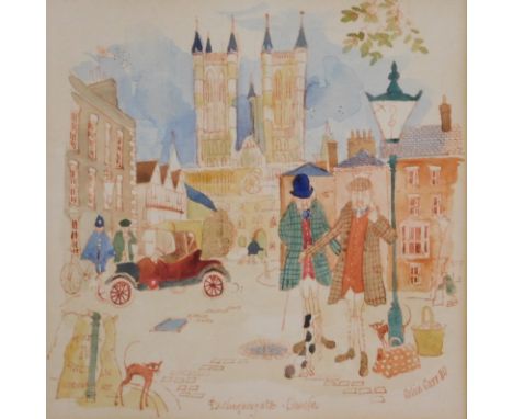 Colin Carr (1929-2002). Exchequer Gate, Lincoln, watercolour, signed and dated (19)80, 21cm x 20cm.