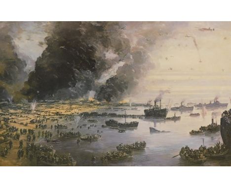 After Cundall. The Withdrawal from Dunkirk 1940, print, 38cm x 55cm.