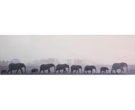 After Denis Huet. Elephant parade, print, 28cm x 88cm.