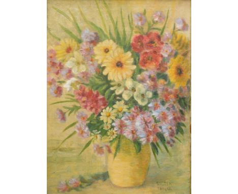 Walter Taylor (1860-1943). Still life, vase of summer flowers, oil on canvas, signed, 51cm x 36cm.  Walter Sickert wrote the 