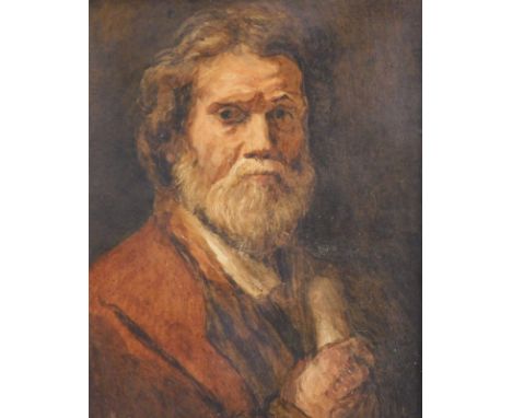 19thC School. Portrait of a bearded gentleman, quarter profile, oil on board, unsigned, 46cm x 35cm.