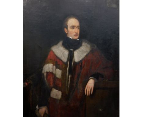 English School. Baron King of Oakham, portrait, quarter profile, dressed in finery, oil on canvas, unsigned, 125cm x 100cm.
