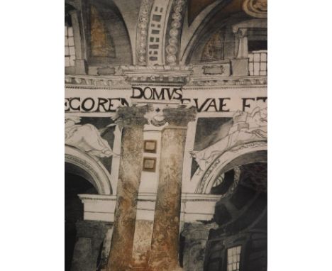 Alison Neville (b.1945). Brompton Oratory, artist signed limited edition etching, 6/100, 71cm x 54cm.