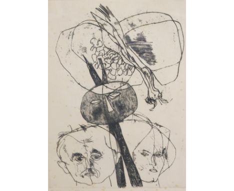 Tokla'mpas Kalunia (20thC). Heads, Tokla'mpas, signed, limited edition print, 17/100, 39cm x 29cm.