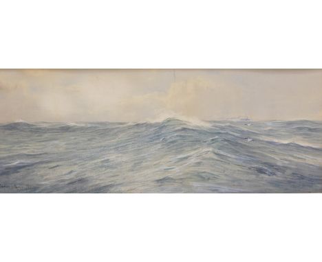Edward Horace Thompson (1879-1949). Seascape with seagulls and boat in the distance, watercolour, signed and dated 1917, 20cm