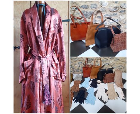 A group of mid 20th Century and later handbags to include a brown crocodile bag together with a selection of ladies vintage g