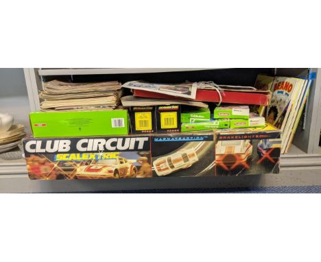 Scalextric set club circuit, two cars, subbuteo related items and additional teams, Manchester United, Liverpool and a signed